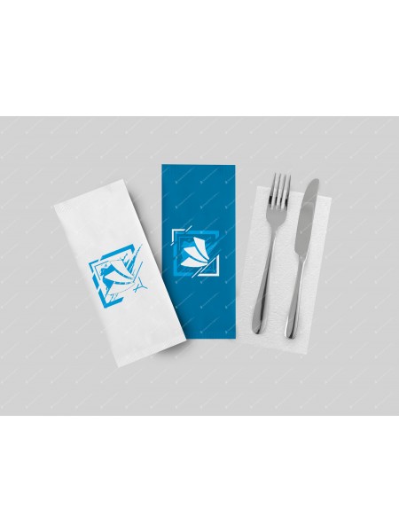 Busta portaposate di carta biodegradabile con tovagliolo, personalizzabile con logo per ristoranti, pizzerie e hotel