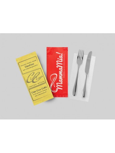 Busta portaposate carta kraft con stampa logo fronte/retro – packaging elegante e igienico